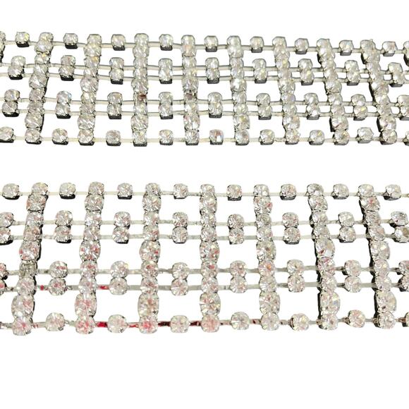 Zara Womens Sz 32 Silver Rhinestone Belt 1.5" Wide Glam Night Out NWT - Picture 3 of 8